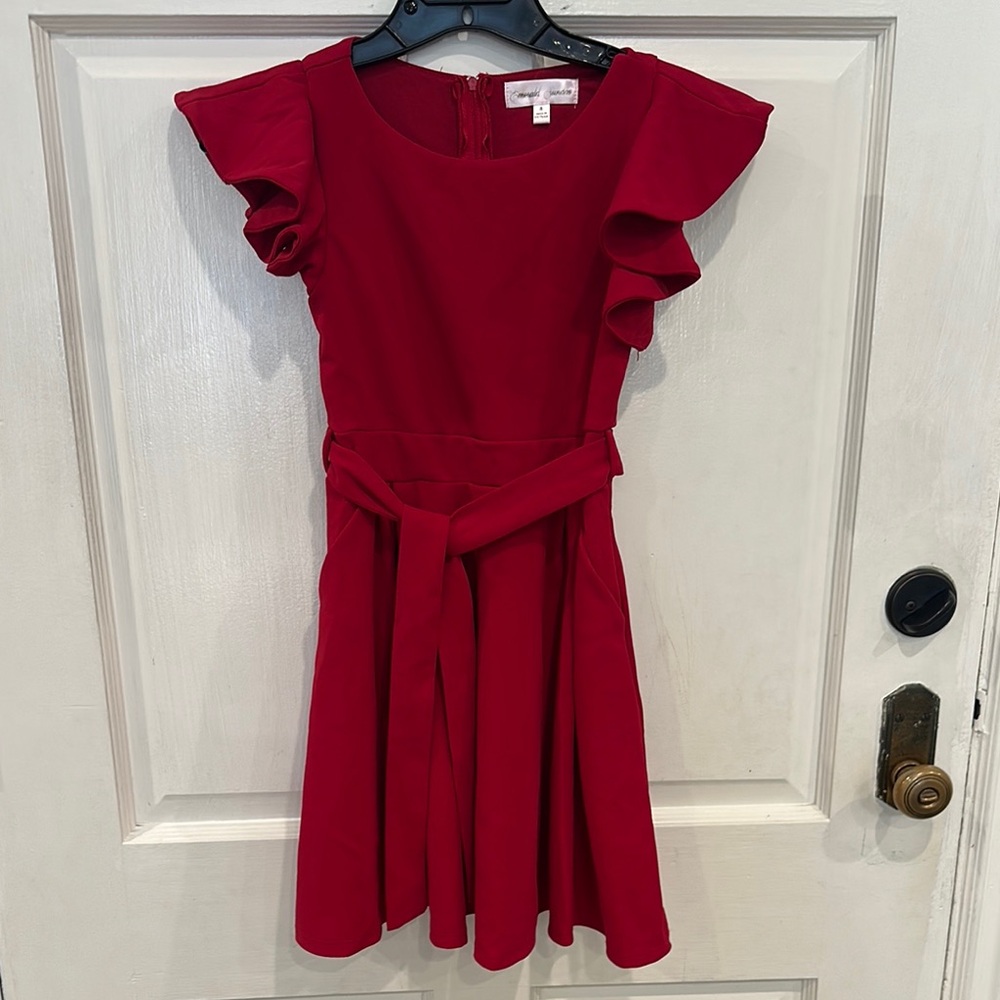 Emerald Sundae Girls Red Ruffled Dress Size 8